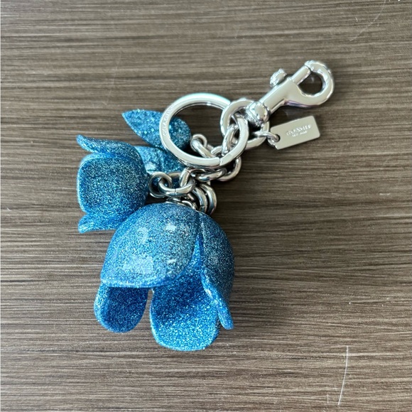 Coach Tea Rose Blue Bag Charm Glitter Resin - Picture 4 of 9